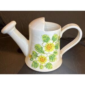 Vintage 1996 Watering Can Ceramic | Hand Painted | Italy | Dated Pottery | 6.5"T
